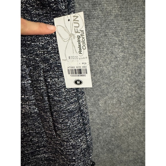 NWT Lulu B Textured Knit Zip Front Vest Women's Size Medium Navy White Fringe - Picture 6 of 9